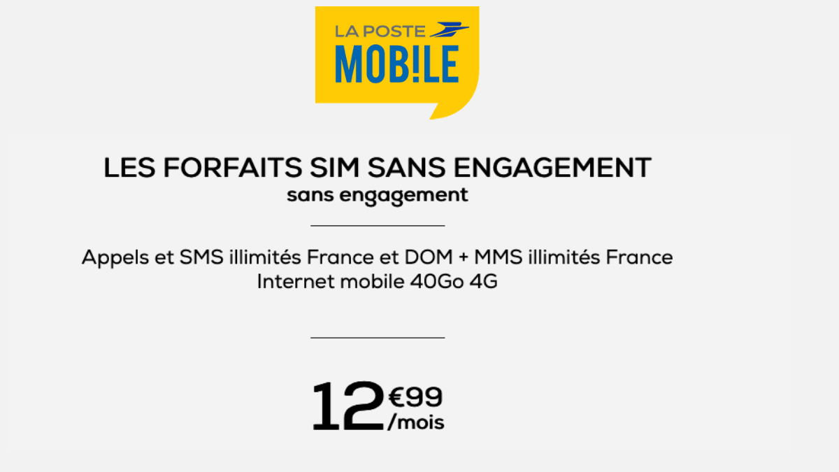 La Poste Mobile : 12,99€/mois pour 40 Go