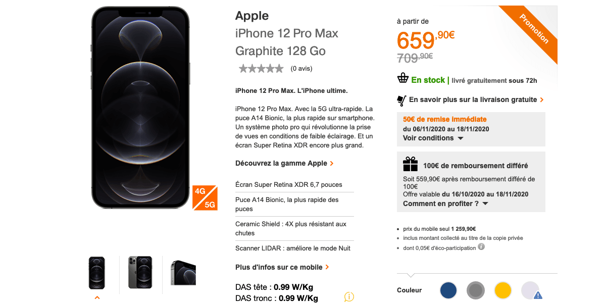 L'iPhone 12 Pro Max avec Orange