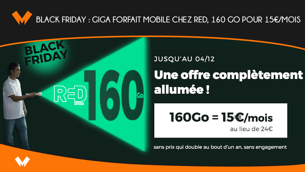 Black Friday : giga forfait mobile chez RED, 160 Go pour 15€/mois