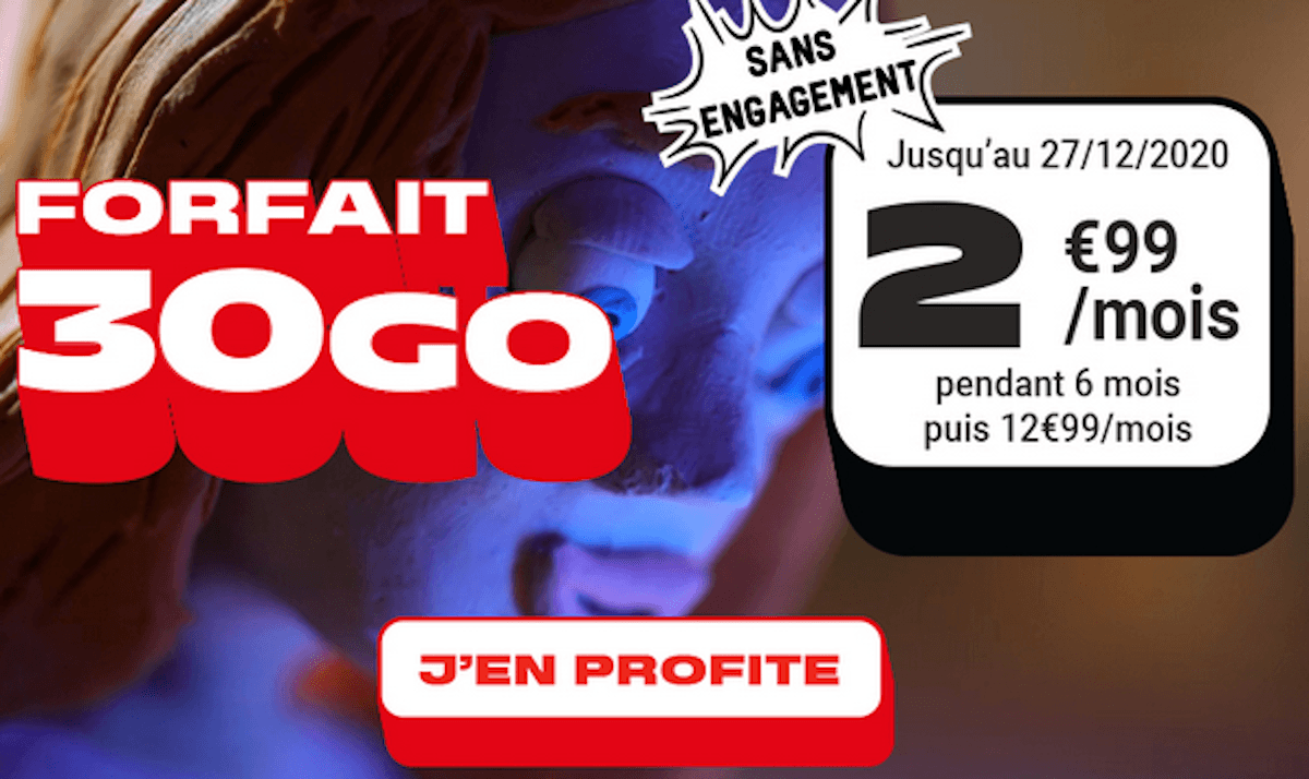 Forfait 4G NRJ Mobile Woot 30 Go illimité sans engagement promo Noël
