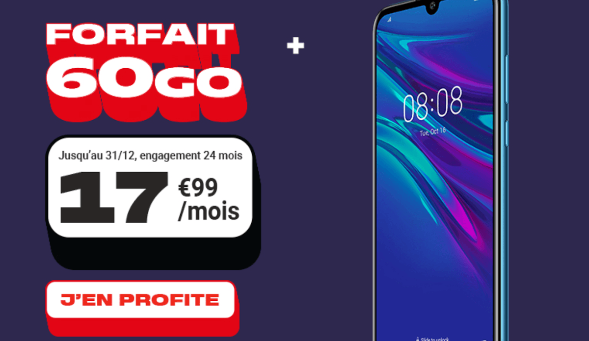 NRJ Mobile forfait 4G Ultimate Speed 60 Go illimité smartphone offert engagement 2 ans promo Noël