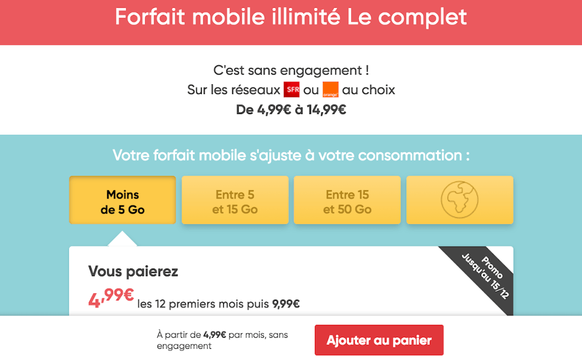 Prixtel forfait mobile illimité Le Complet