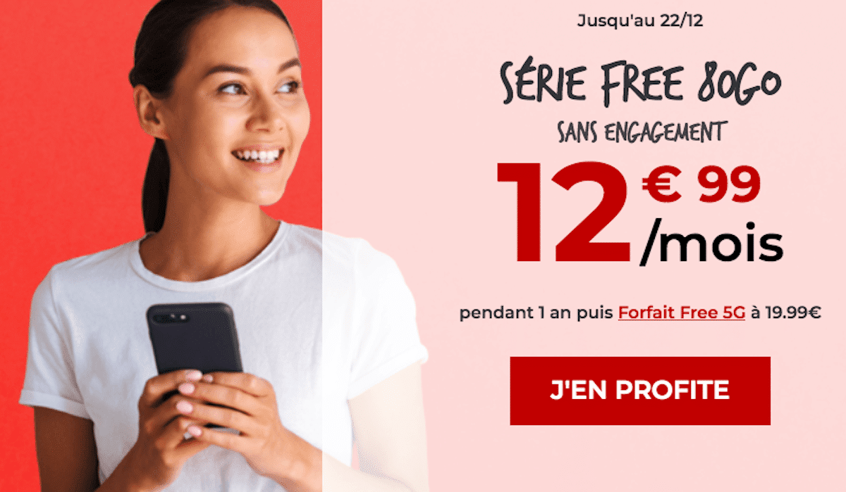 Série Free forfait mobile Noël promo 80 Go 4G/4G+