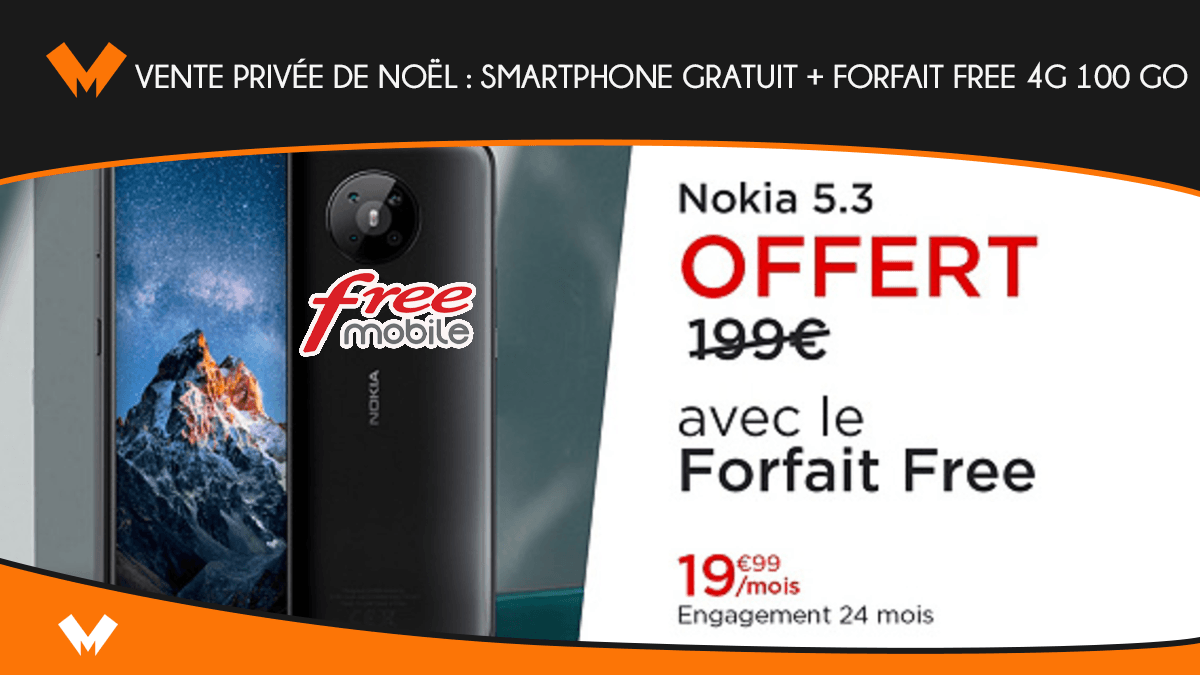 Vente privée de Noël : smartphone gratuit + Forfait Free 4G 100 Go