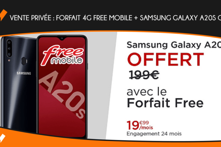 Vente privée : forfait 4G Free Mobile + Samsung Galaxy A20s offert