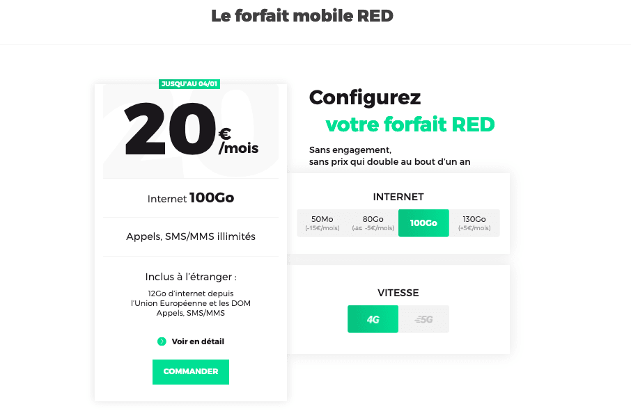 forfait 4G RED by SFR 100 Go