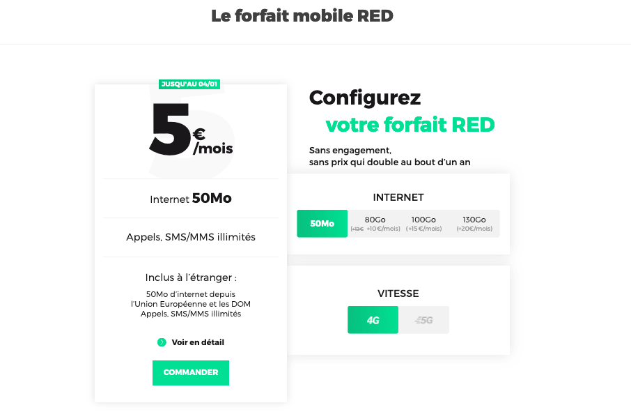 forfait 4G 50 Mo RED by SFR
