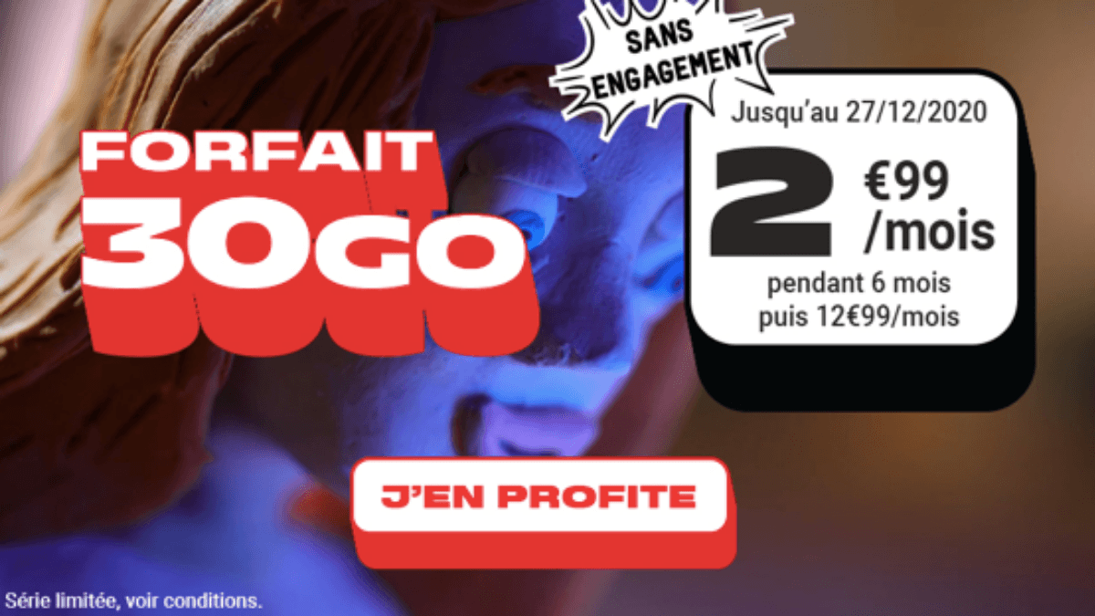 NRJ propose un forfait 4G 30 Go pour 2,99€.