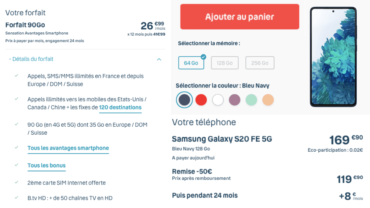 50€ de remise sur le Samsung S20 5G avec le code NOEL100 