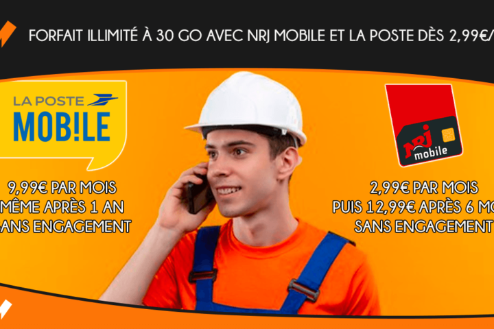 Forfait illimité à 30 Go avec NRJ Mobile et La Poste dès 2,99€/mois