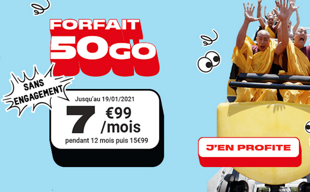 Forfait pas cher Woot NRJ Mobile 50 Go