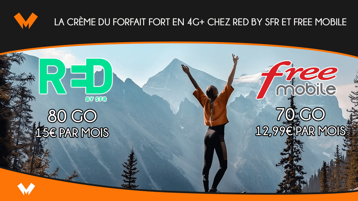 La crème du forfait fort en 4G+ chez RED by SFR et Free Mobile