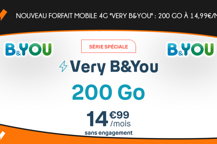 Nouveau forfait mobile 4G "Very B&YOU" : 200 Go à 14,99€/mois