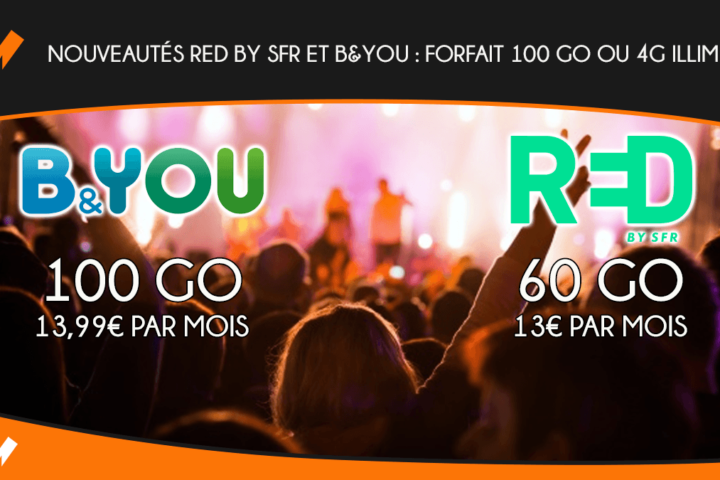 Nouveautés RED by SFR et B&YOU : forfait 100 Go ou 4G illimitée