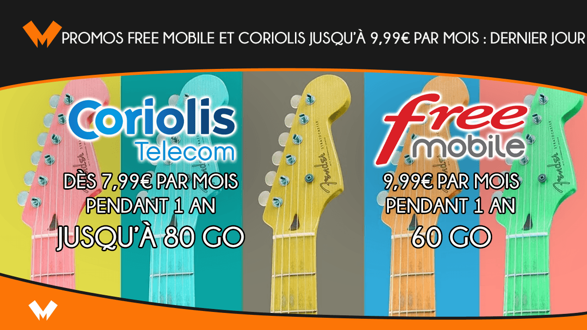 Promos Free Mobile et Coriolis jusqu’à 9,99€ par mois : dernier jour