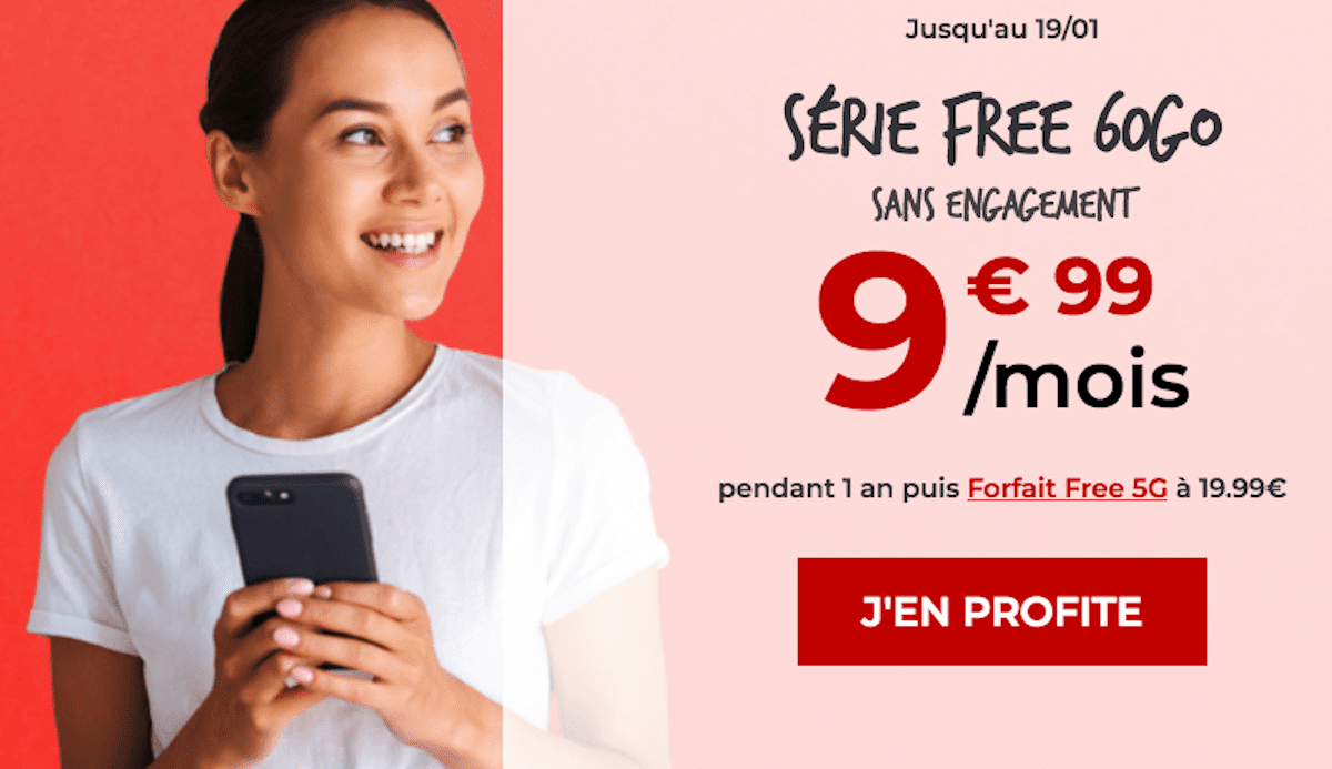 Série Free Mobile promo forfait 4G 60 Go