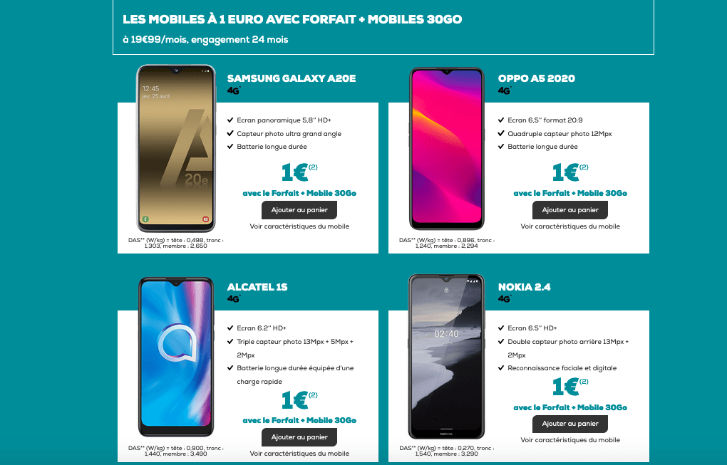 forfaits 4G offre 30 Go avec smartphone