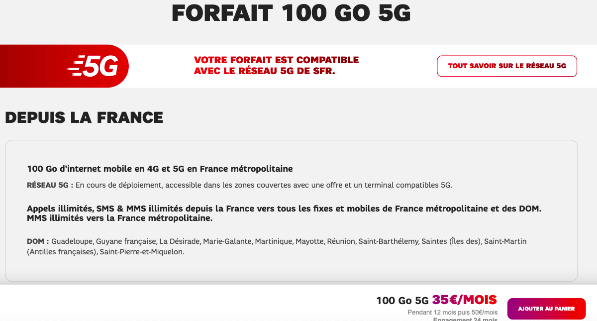 Forfait 100 Go 5G SFR avec Xiaomi Mi 11