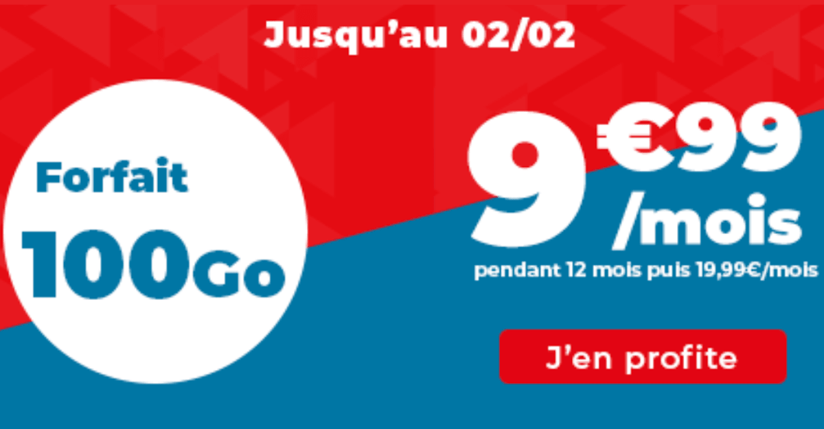 Forfait mobile 4G 100 Go promo Auchan télécom