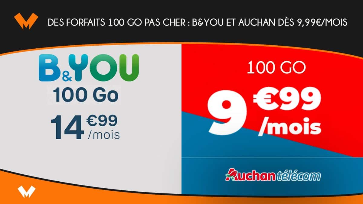 Forfaits 100 Go B&YOU et Auchan