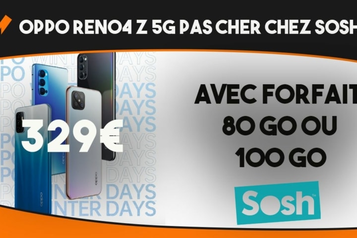 Oppo Reno4 Z 5G pas cher chez Sosh