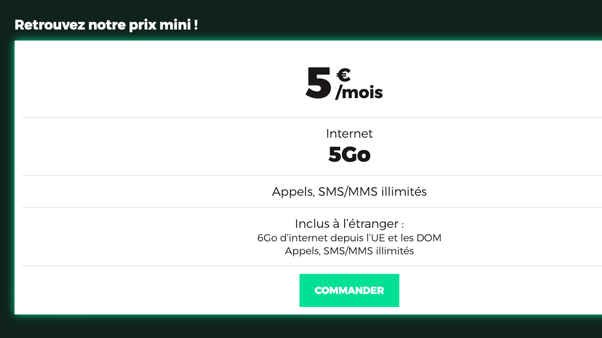 forfait mobile à moins de 5€ RED by SFR