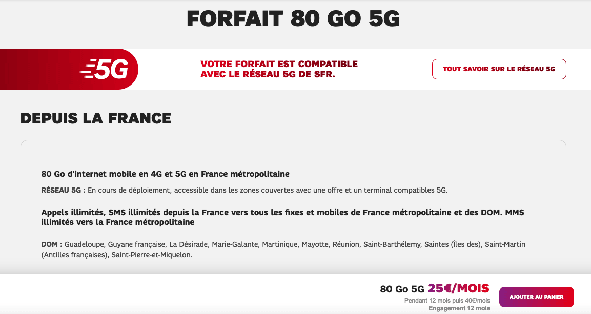 Forfait 5G de SFR