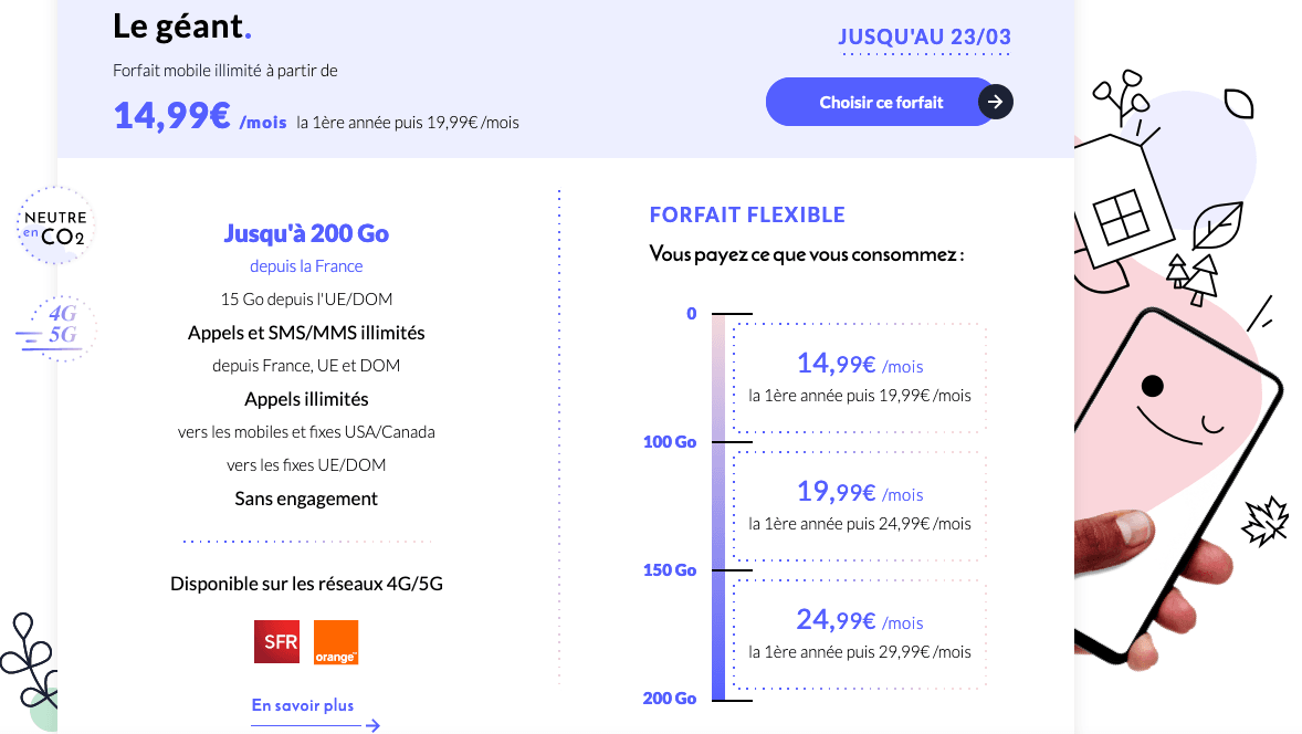 Forfait sans engagement 200 Go