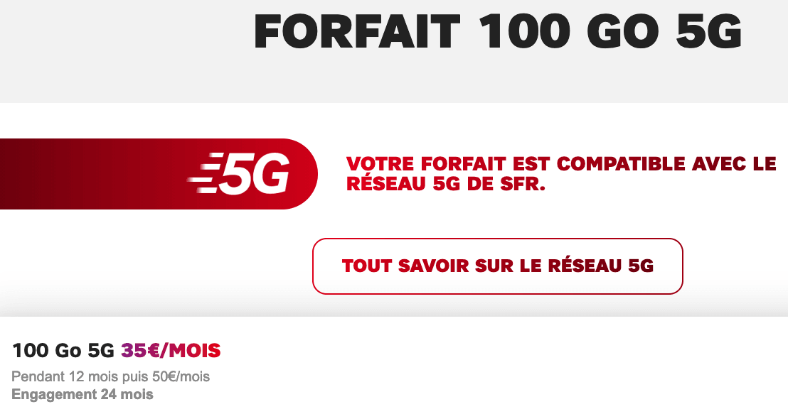 Le forfait 100 Go de SFR