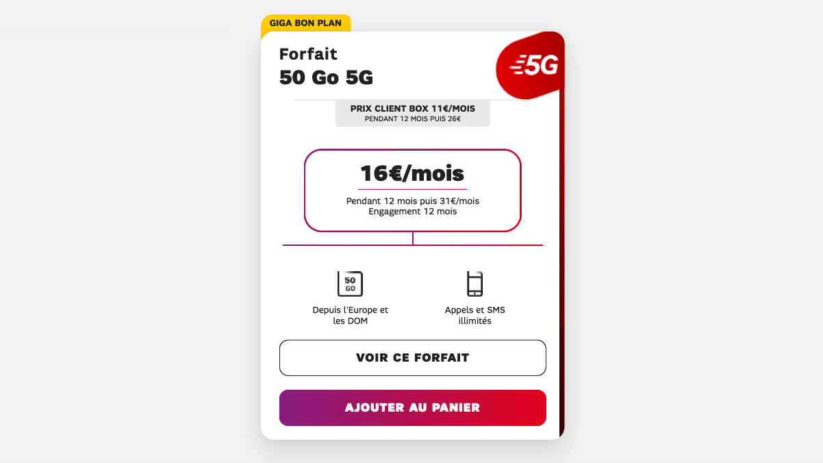 Forfait 5G en promo SFR