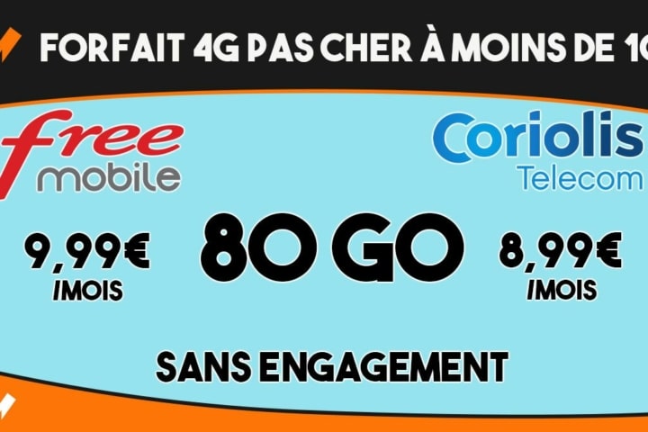 Forfait 4G pas cher de Free Mobile et Coriolis Telecom