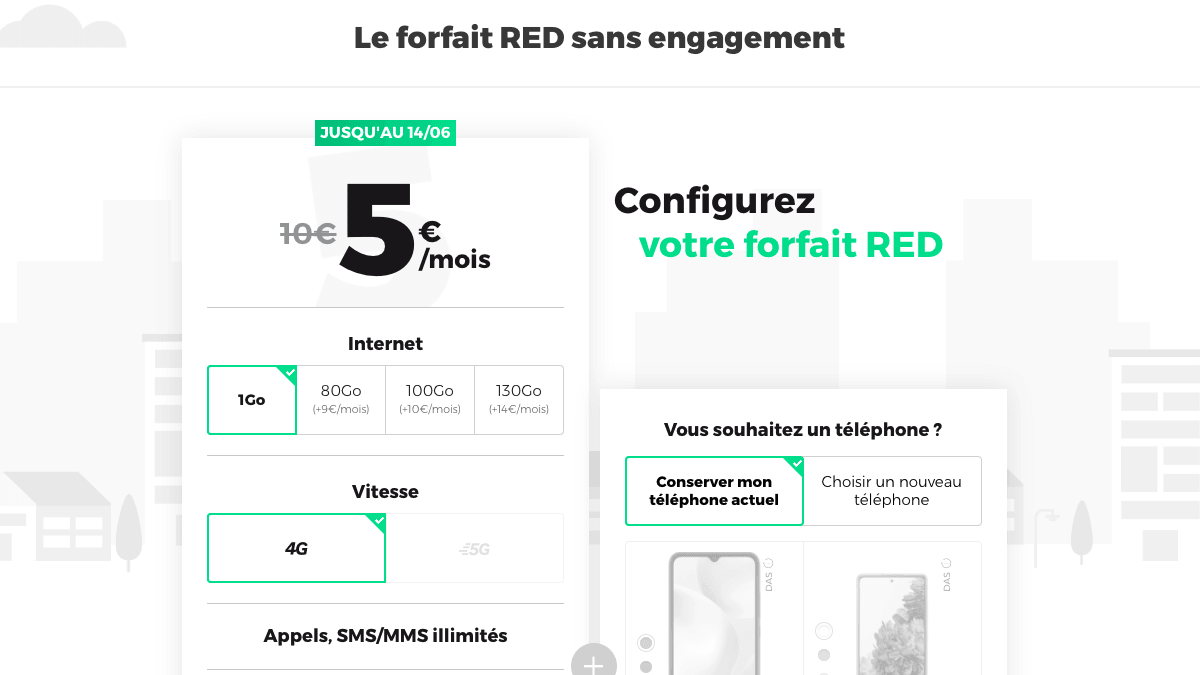 Forfait mobile 1 Go RED