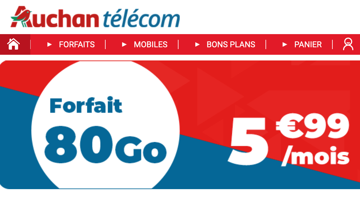 Le forfait 80 Go Auchan Télécom