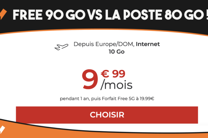 Forfaits en promo Free mobile 90 Go vs La poste 80 Go
