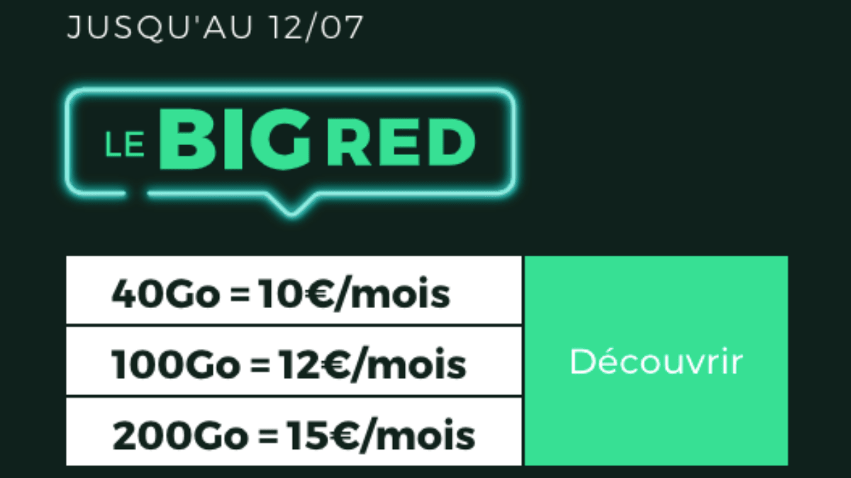 promo big RED SFR forfait 4G 40 Go