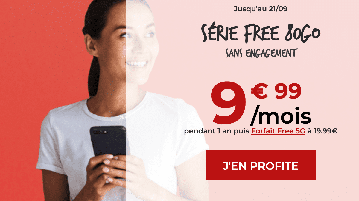 Seulement 9,99€ pour le forfait mobile 80 Go de Free Mobile