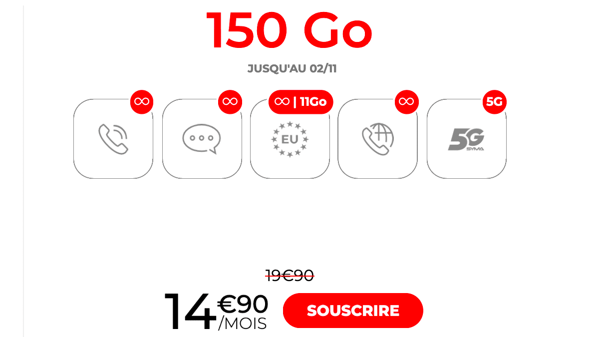 L'opérateur Syma propose 150 Go dans son forfait mobile 5G