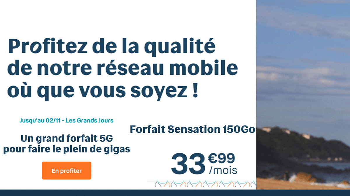 Forfait mobile Bouygues Sensation 150 Go iPhone 13 Pro