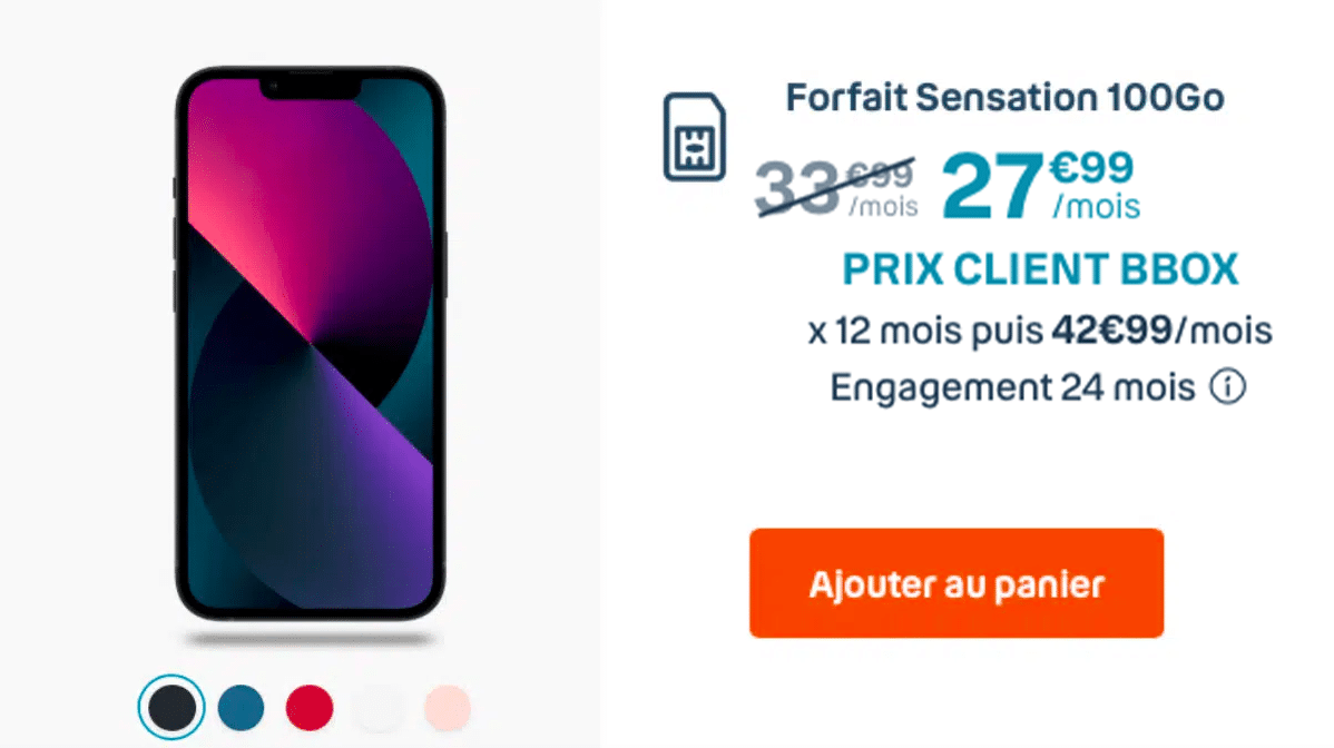 iPhone 13 forfait Sentation 100 Go Bouygues Telecom