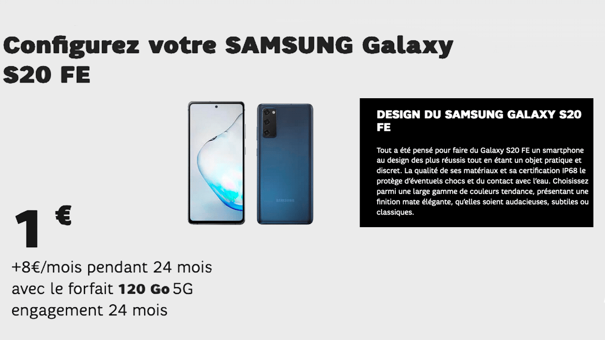 Le samsung Galaxy S20 FE est disponible chez SFR