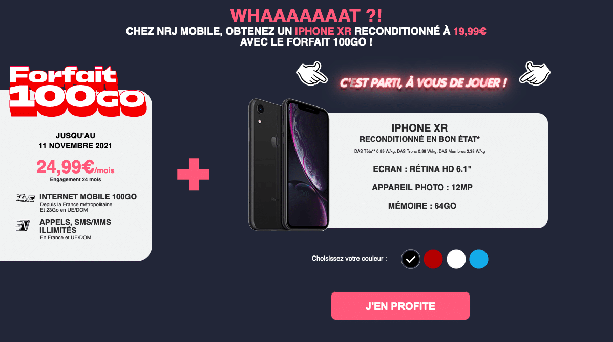 Forfaits mobiles 100 Go + iPhone XR NRJ Mobile