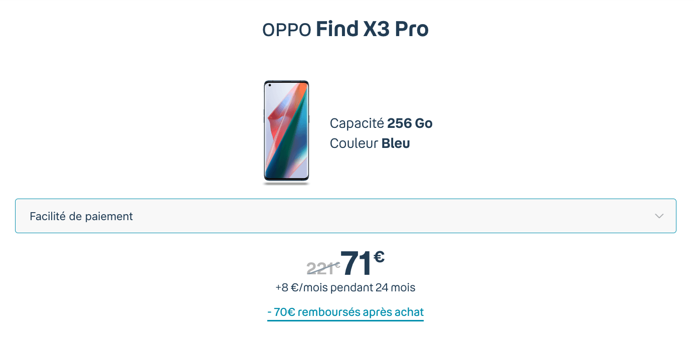 Le OPPO Find X3 Pro à 1€