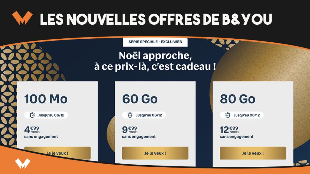 Forfait mobile Noël approche, découvrez les offres de B&You en promo