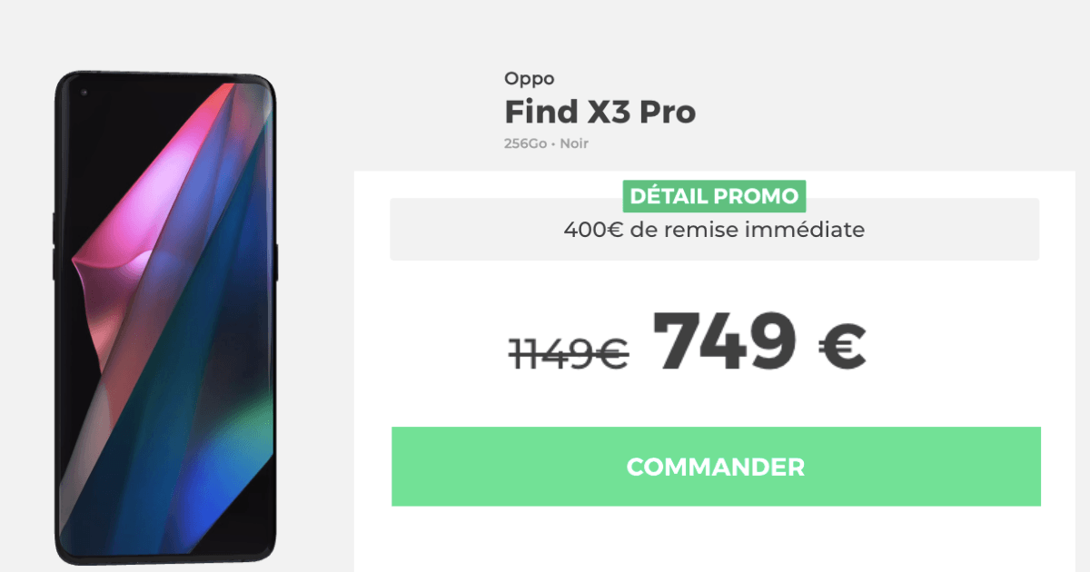 Promotion sur l'OPPO Find X3 Pro