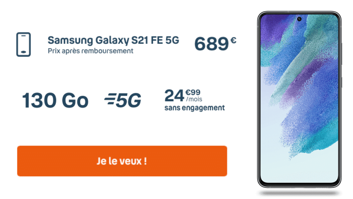 Samsung Galaxy S21 F3 5G avec un forfait B&You