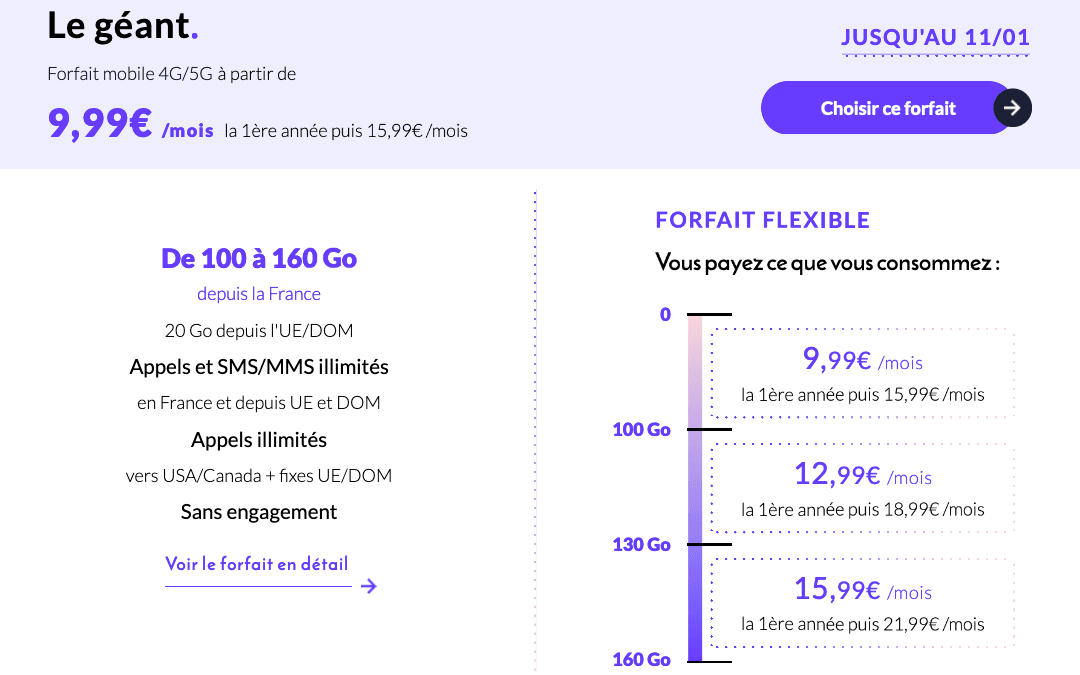 Forfait 100 Go Prixtel