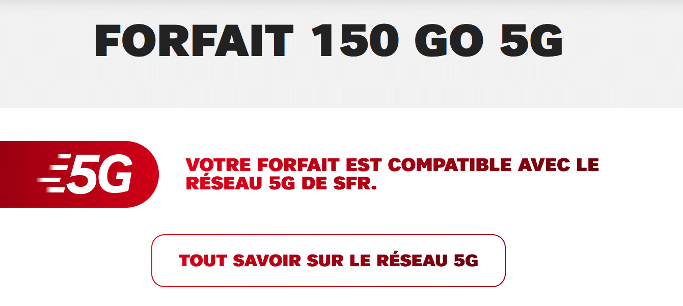 Le forfait 150 Go 5G de SFR