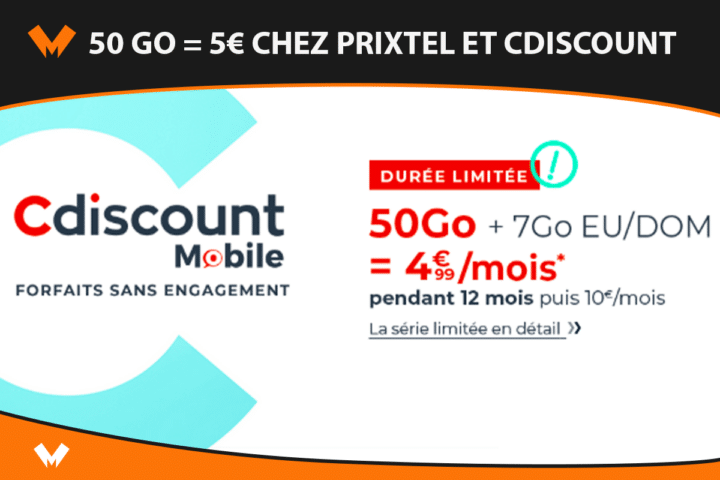 Forfait 50 Go Prixtel vs Cdiscount Mobile