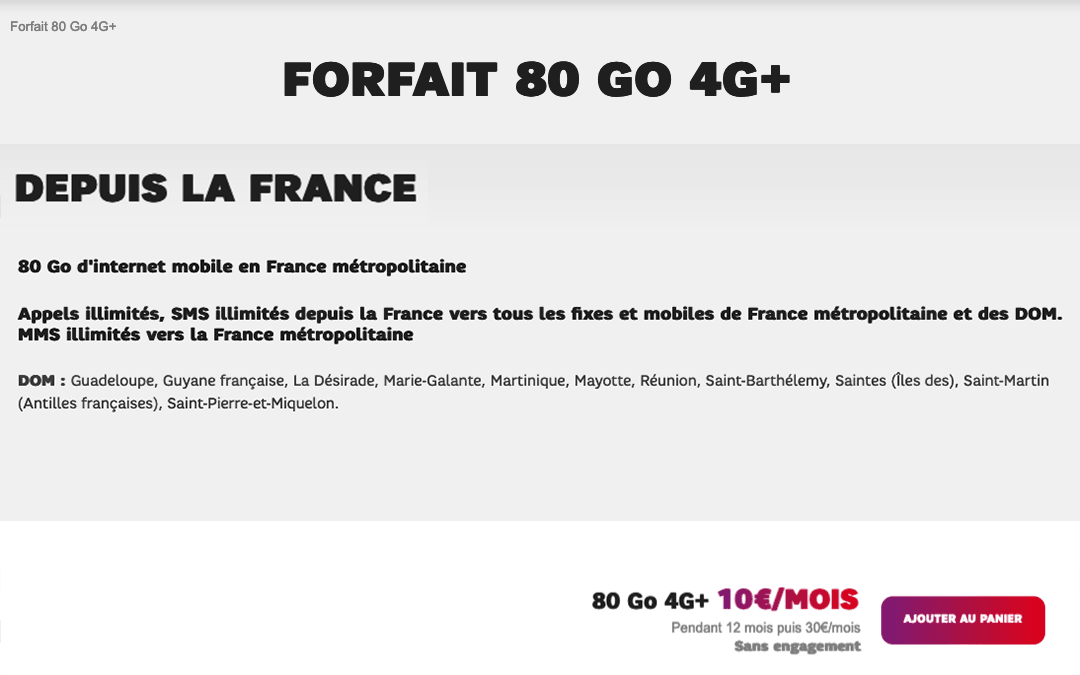 Forfait 80 Go SFR
