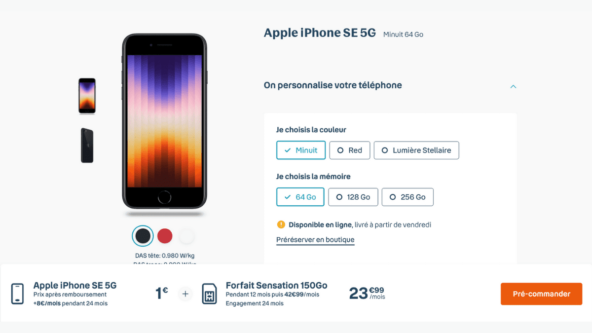L'iPhone SE 5G de Bouygues Telecom